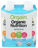 Orgain Organic Nutrition Sweet Vanilla Bean Protein Shake, 11 Fluid Ounce - 4 count per pack -- 3 packs per case