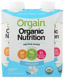 Orgain Organic Nutrition Sweet Vanilla Bean Protein Shake, 11 Fluid Ounce - 4 count per pack -- 3 packs per case