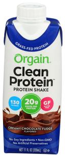 Orgain Clean Protein Creamy Chocolate Fudge Grass Fed Protein Shake, 11 Fluid Ounce -- 12 per case