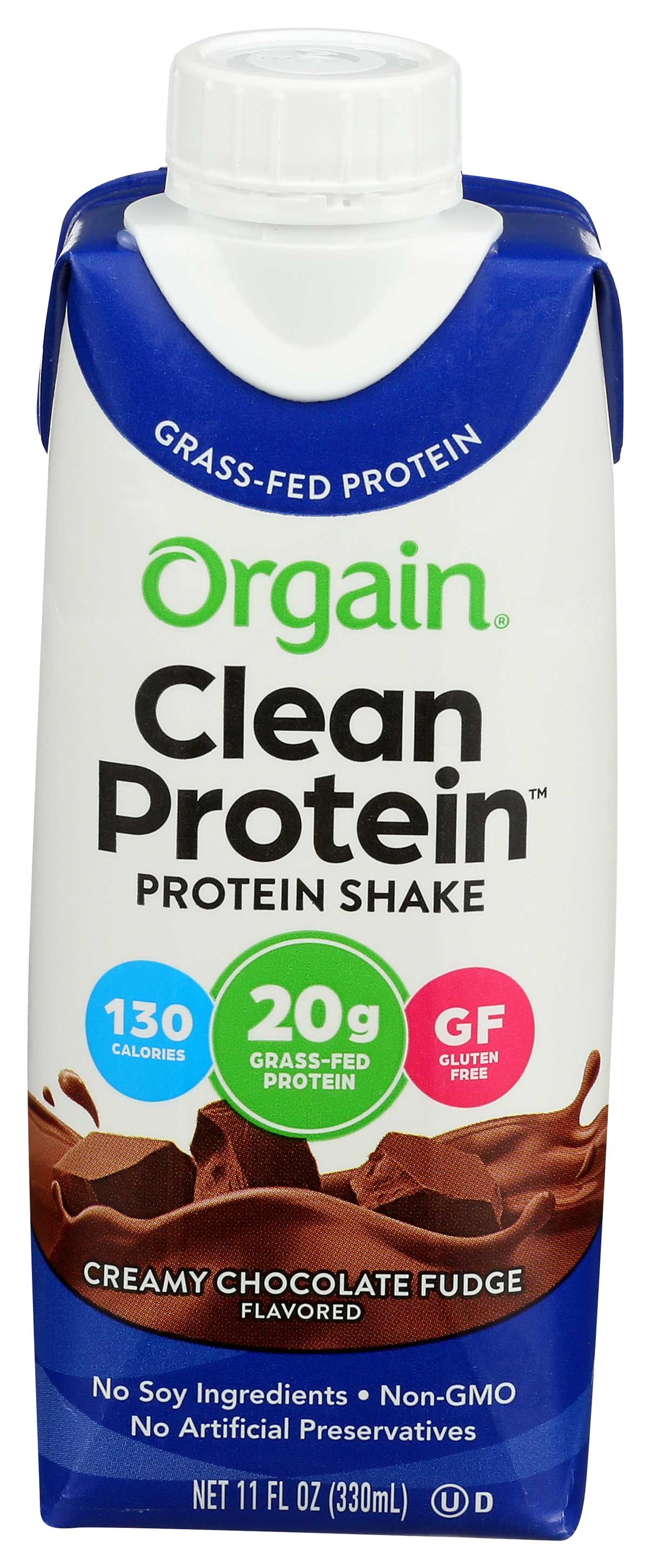 Orgain Clean Protein Creamy Chocolate Fudge Grass Fed Protein Shake, 11 Fluid Ounce -- 12 per case
