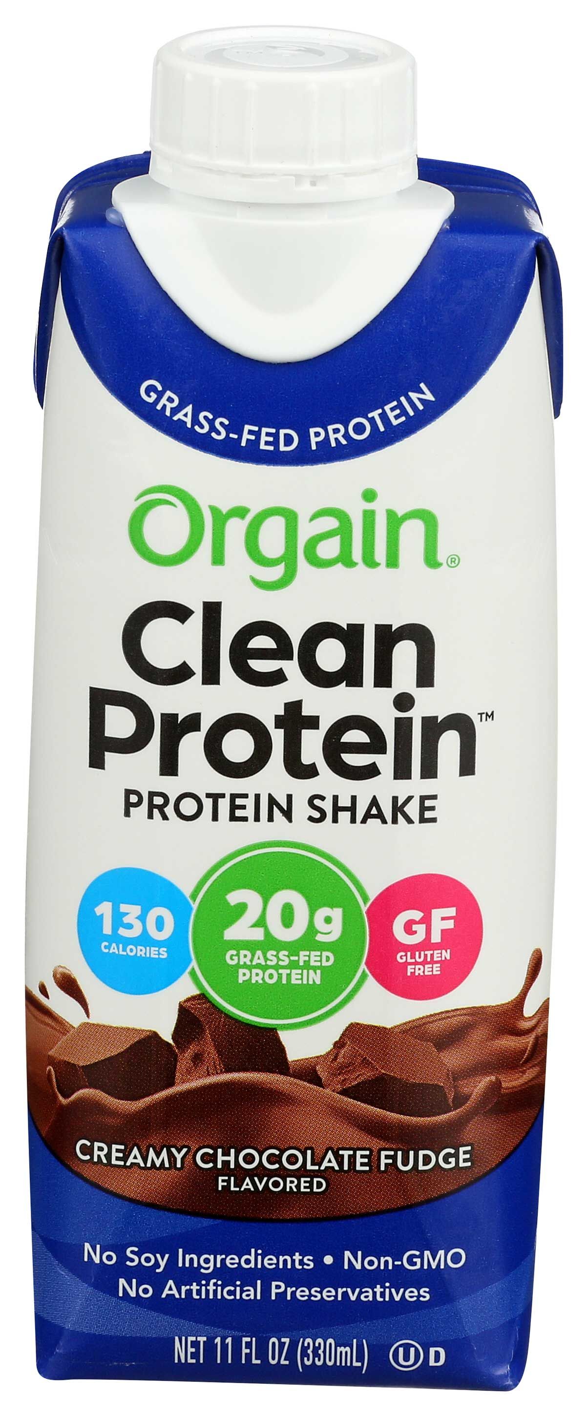 Orgain Clean Protein Creamy Chocolate Fudge Grass Fed Protein Shake, 11 Fluid Ounce -- 12 Per Case