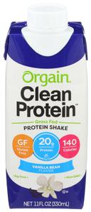 Orgain Clean Protein Vanilla Bean Grass Fed Protein Shake, 11 Fluid Ounce -- 12 per case