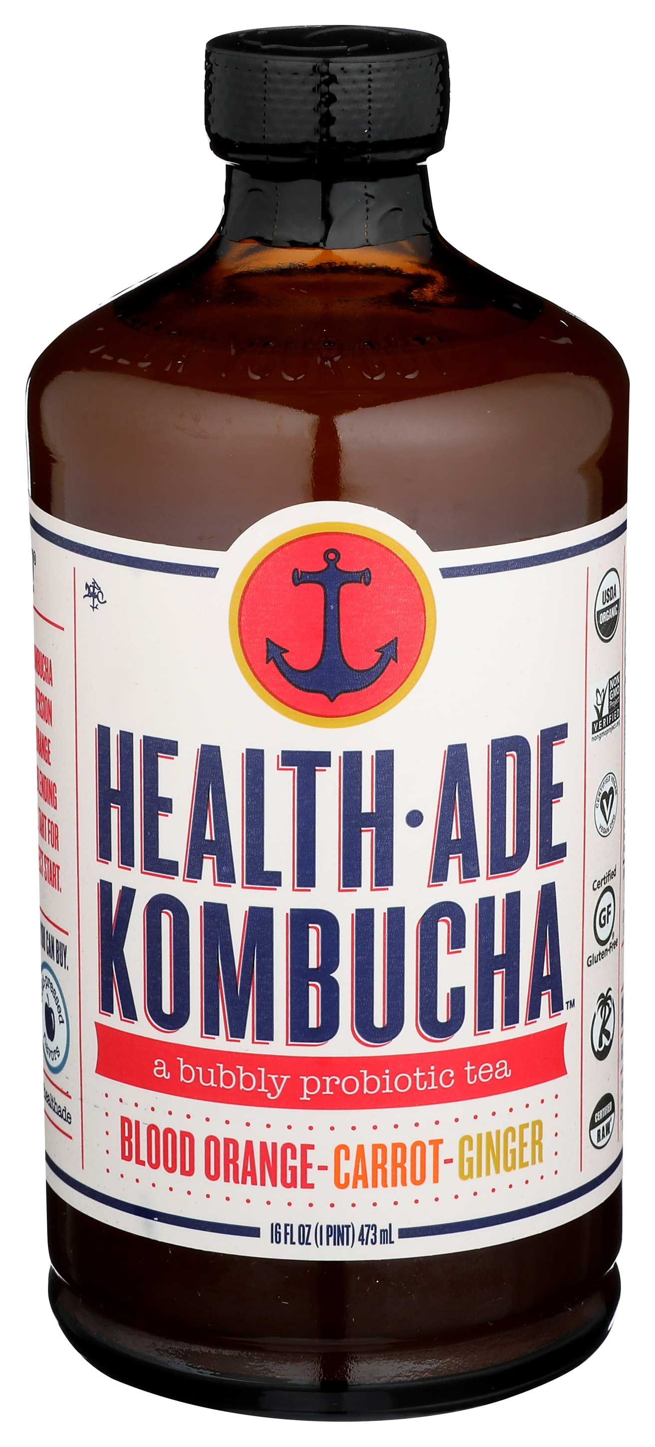 Health-ade Organic Blood Orange Carrot Ginger Kombucha, 16 Fluid Ounce -- 12 Per Case