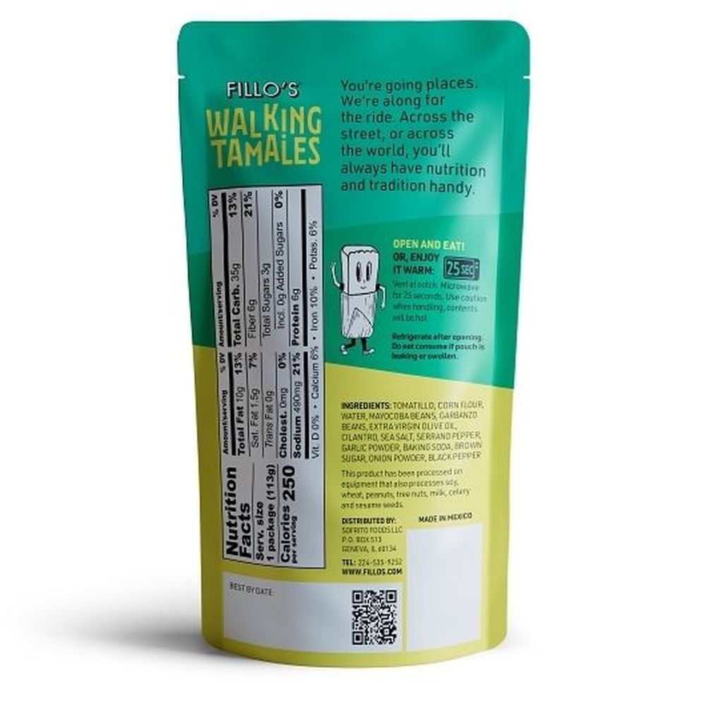 Fillo's Bean And Salsa Verde Tamales, 4 Ounce -- 7 Per Case