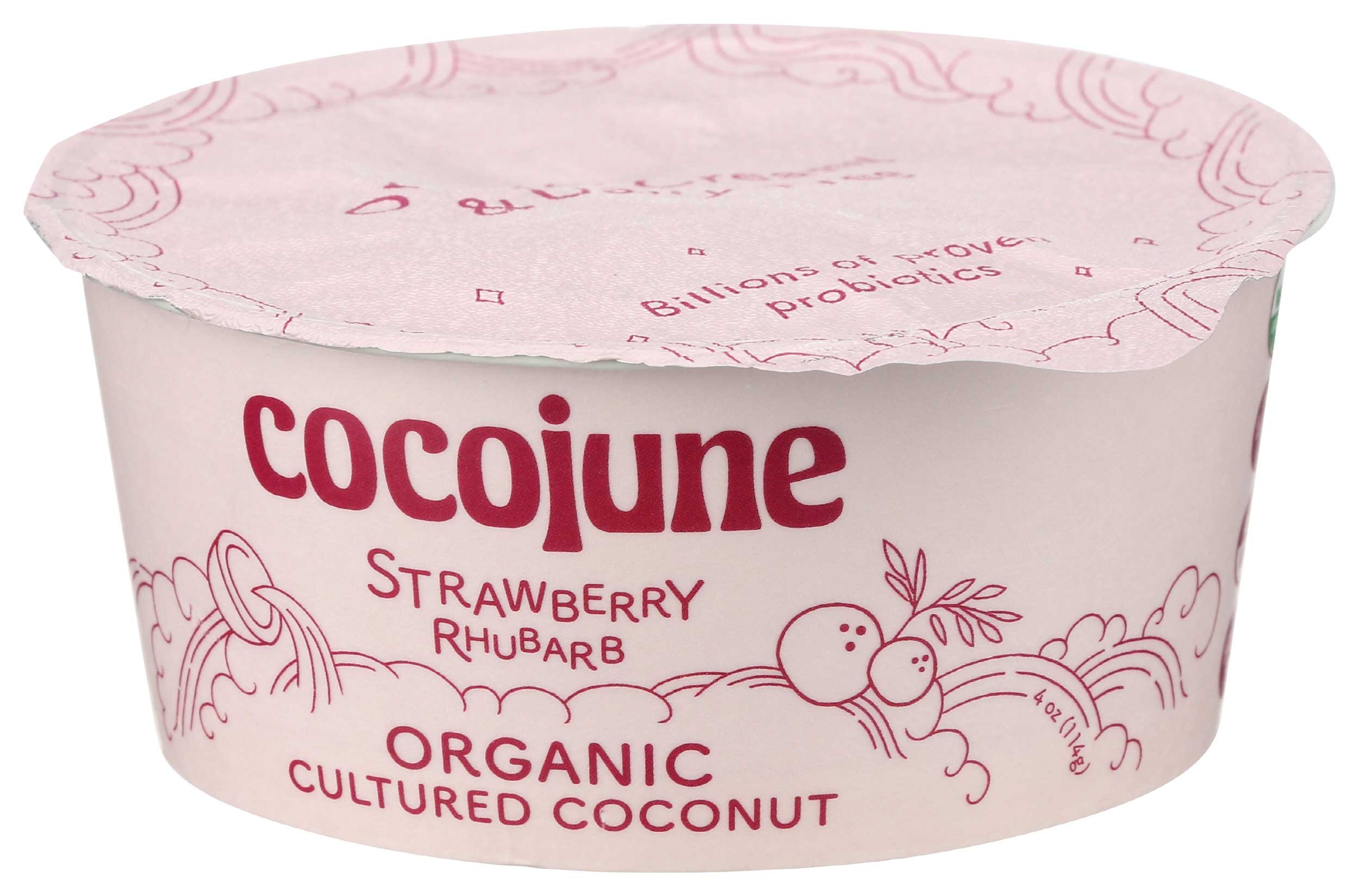 Cocojune Organic Cultured Coconut Strawberry Rhubarb Yogurt, 4 Ounce -- 12 per case