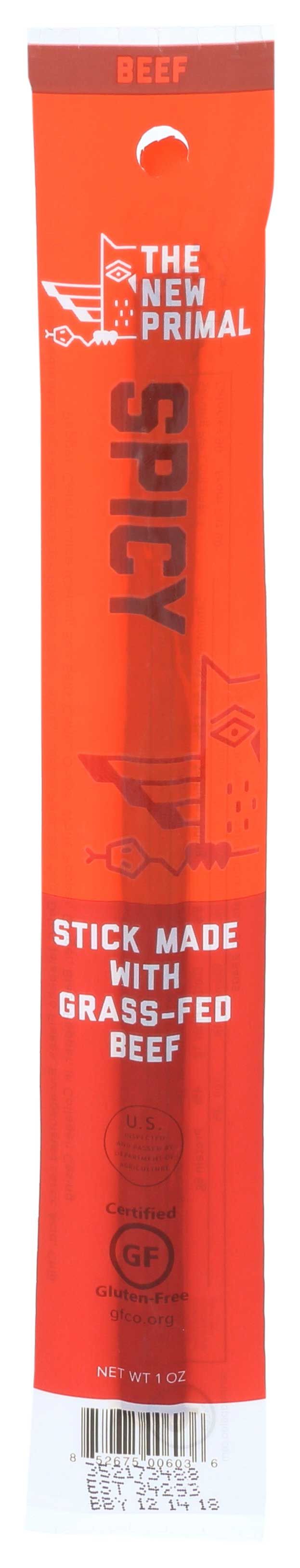The New Primal Grass Fed Spicy Beef Meat Stick, 1 Ounce -- 20 Per Case
