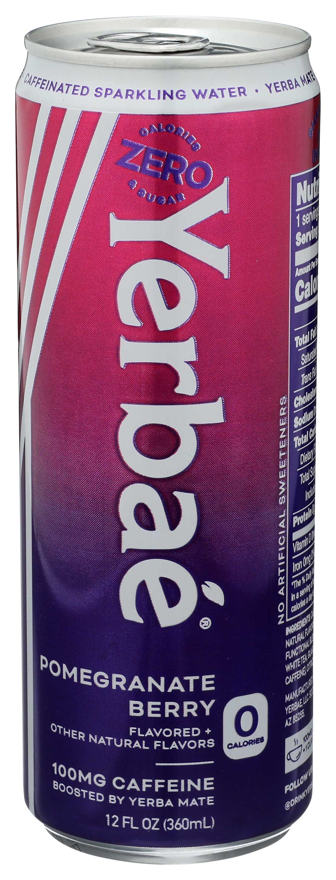 Yerbae Pomegranate Berry Enhanced Sparkling Water, 12 Fluid Ounce -- 12 per case