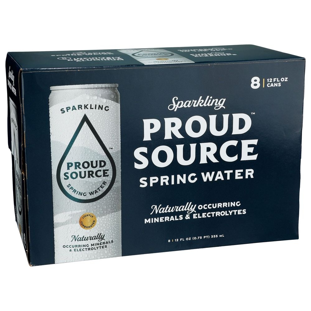 Proud Source 12 Fluid Ounce Sparkling Spring Water, 8 count -- 3 per case