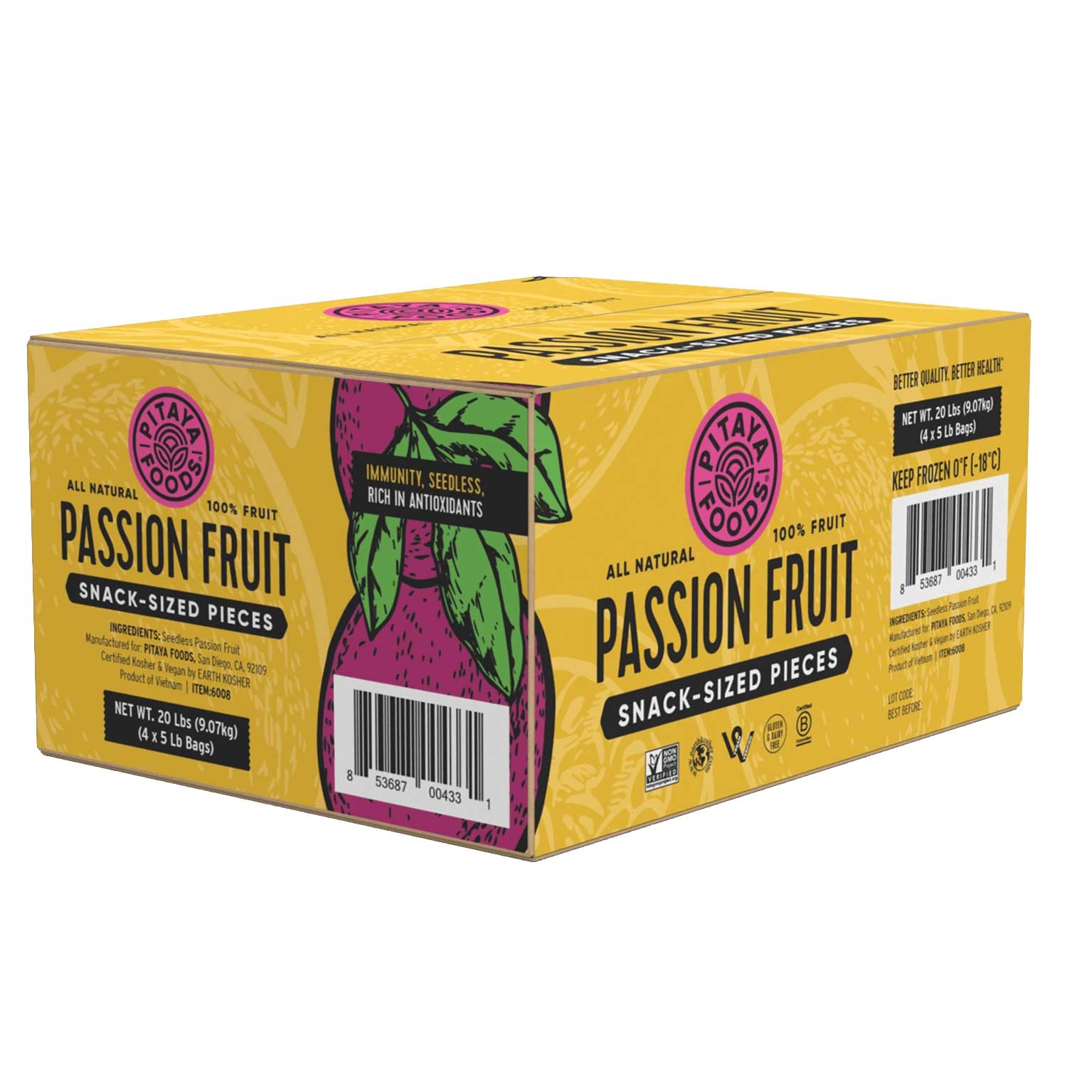 Pitaya Plus Seedless Passion Fruit Cubes, 20 Pound