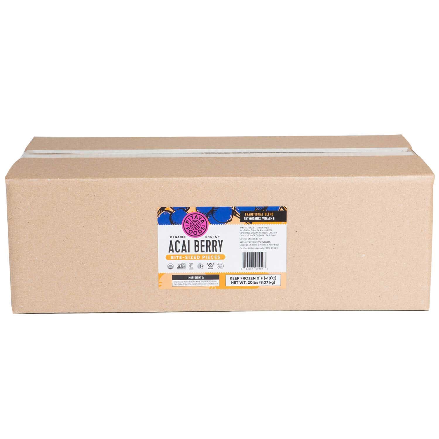 Pitaya Foods Organic Acai Berry Traditional Bite Sized Pieces, 20 Pound