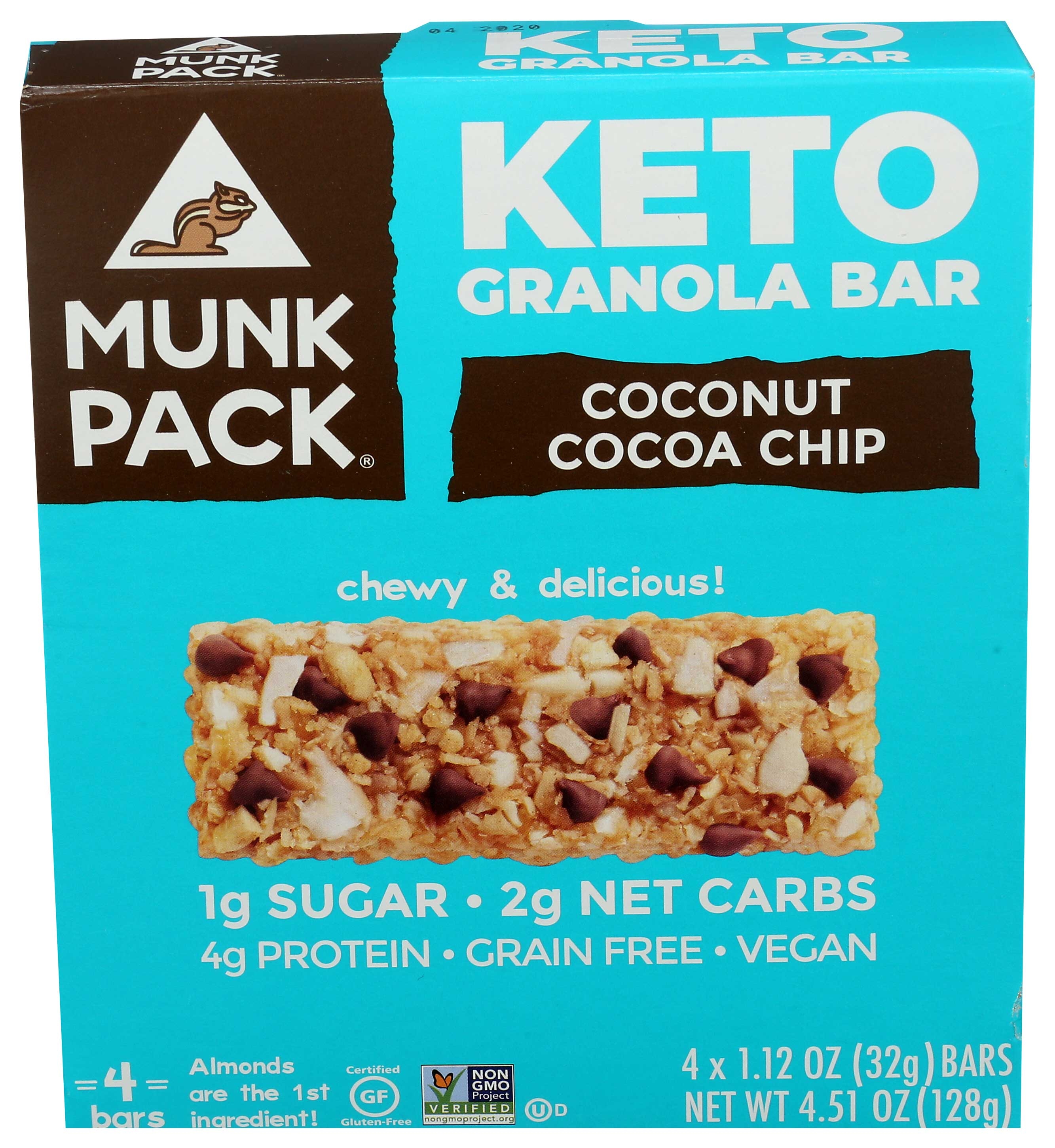 Munk Pack Coconut Cocoa Chip Keto Granola Bar, 1.12 Ounce - 4 count per pack -- 6 packs per case