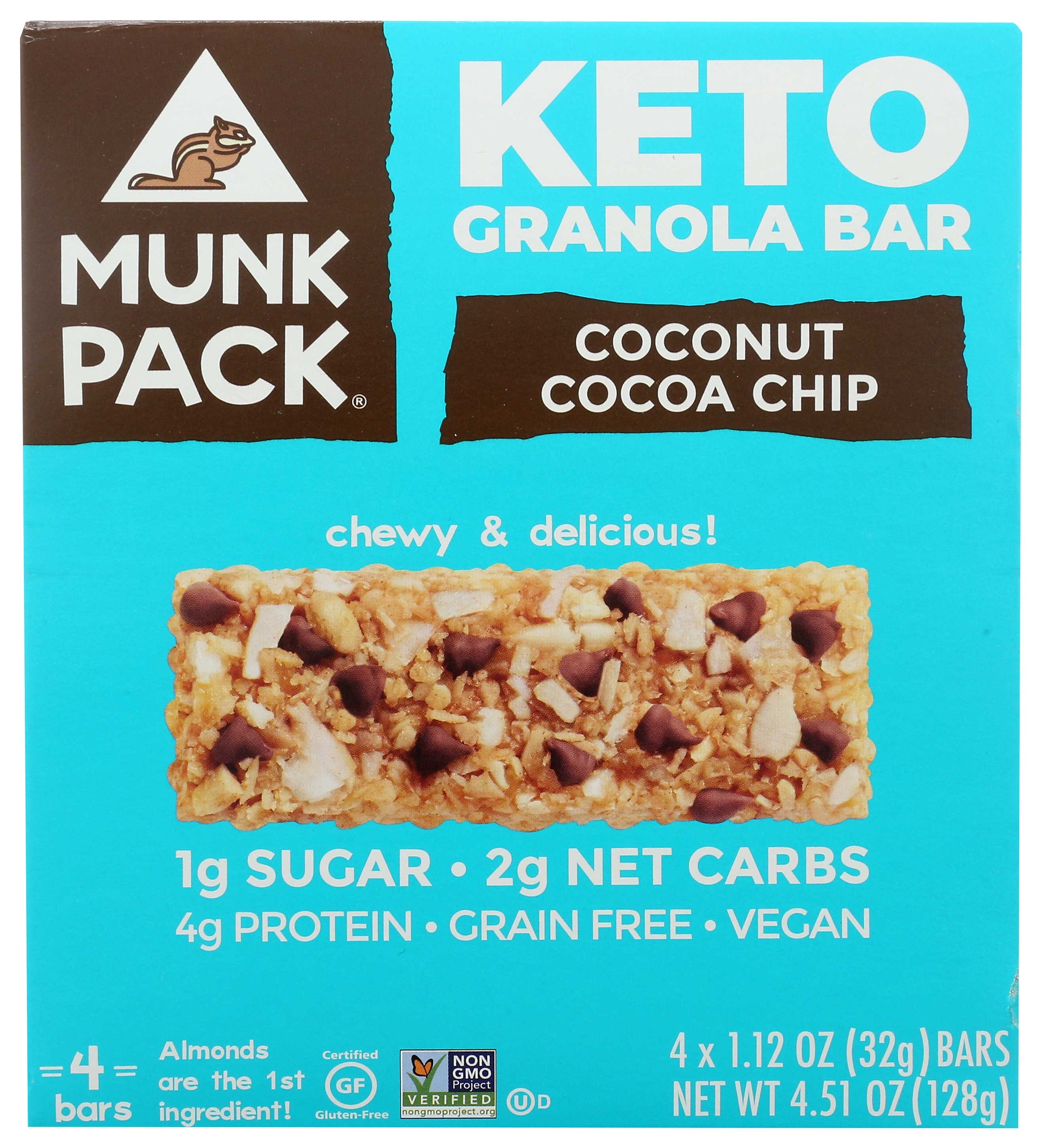 Munk Pack Coconut Cocoa Chip Keto Granola Bar, 1.12 Ounce - 4 count per pack -- 6 packs per case