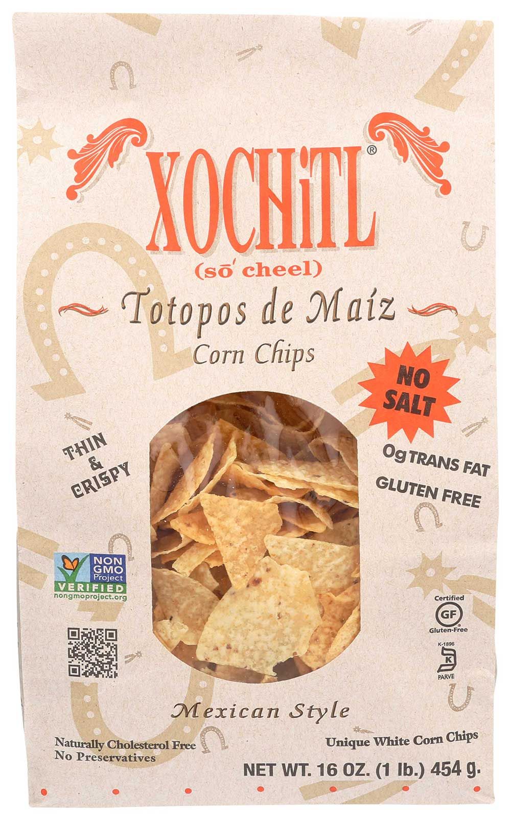 Xochitl No Salt Corn Tortilla Chips, 16 Ounce -- 9 Per Case