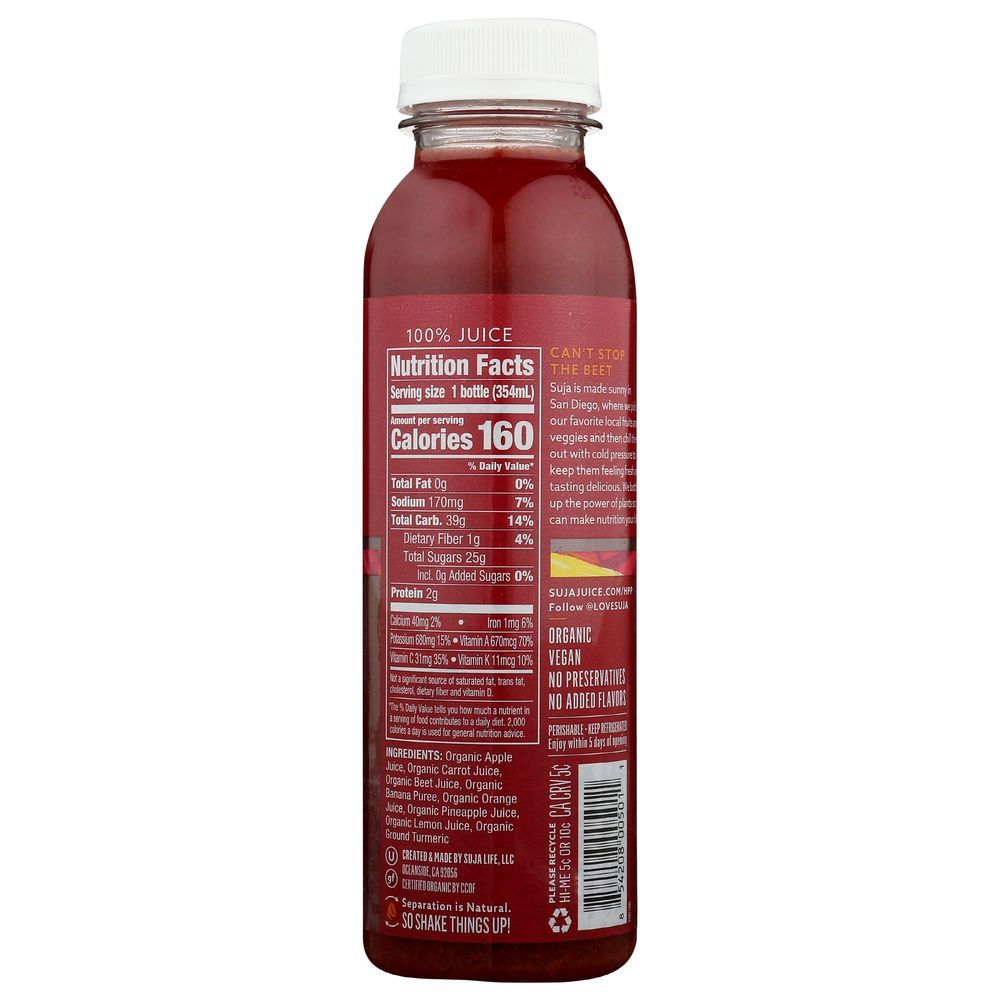 Suja Essentials Organic Sweet Beets Juice, 12 Fluid Ounce -- 6 Per Case
