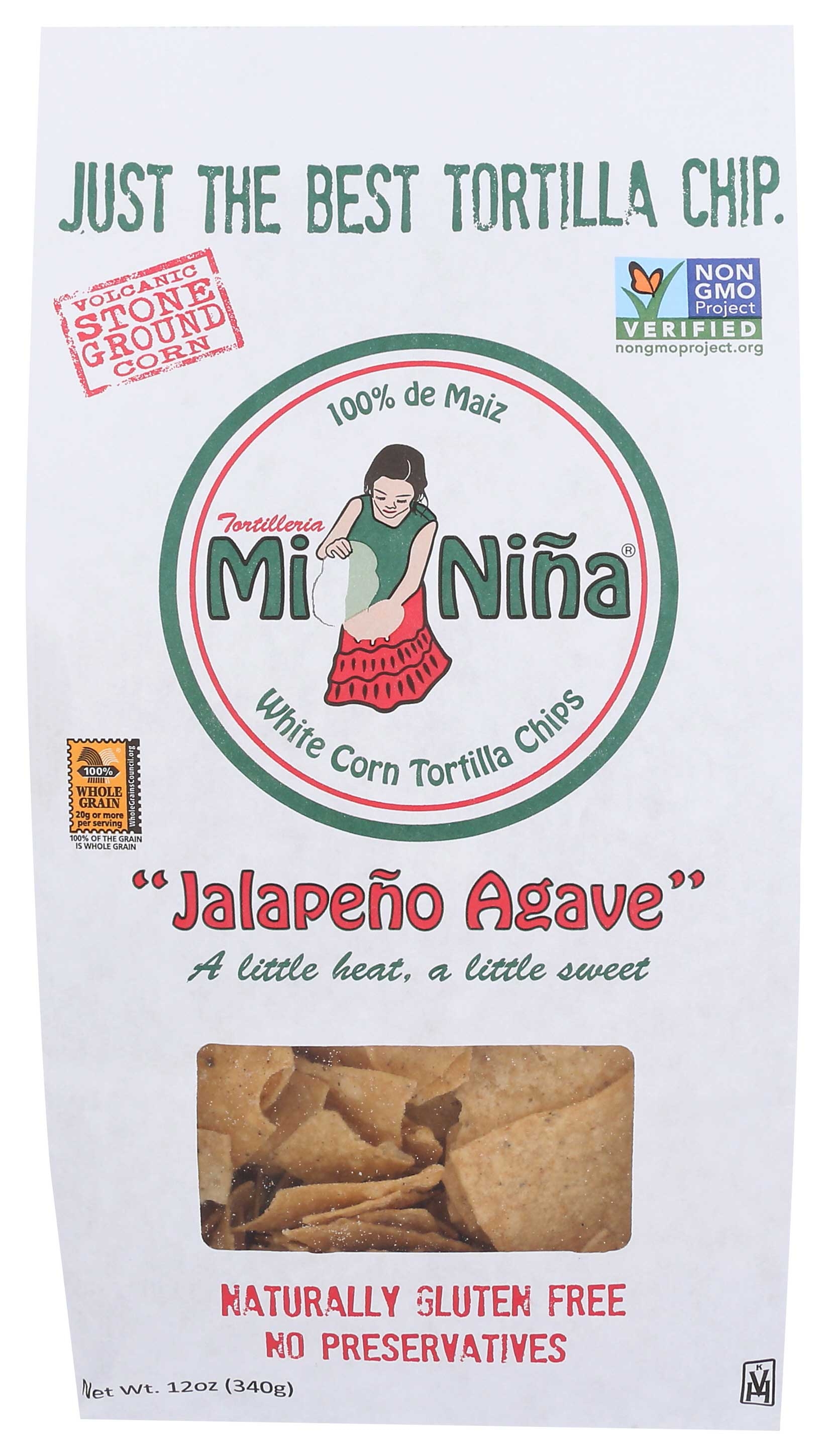 Mi Nina Jalapeno Agave Tortilla Chips, 12 Ounce -- 9 per case