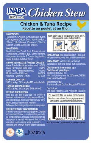 Inaba Chicken Stew with Chicken and Tuna Recipe Cat Food, 1.4 Ounce -- 8 per case