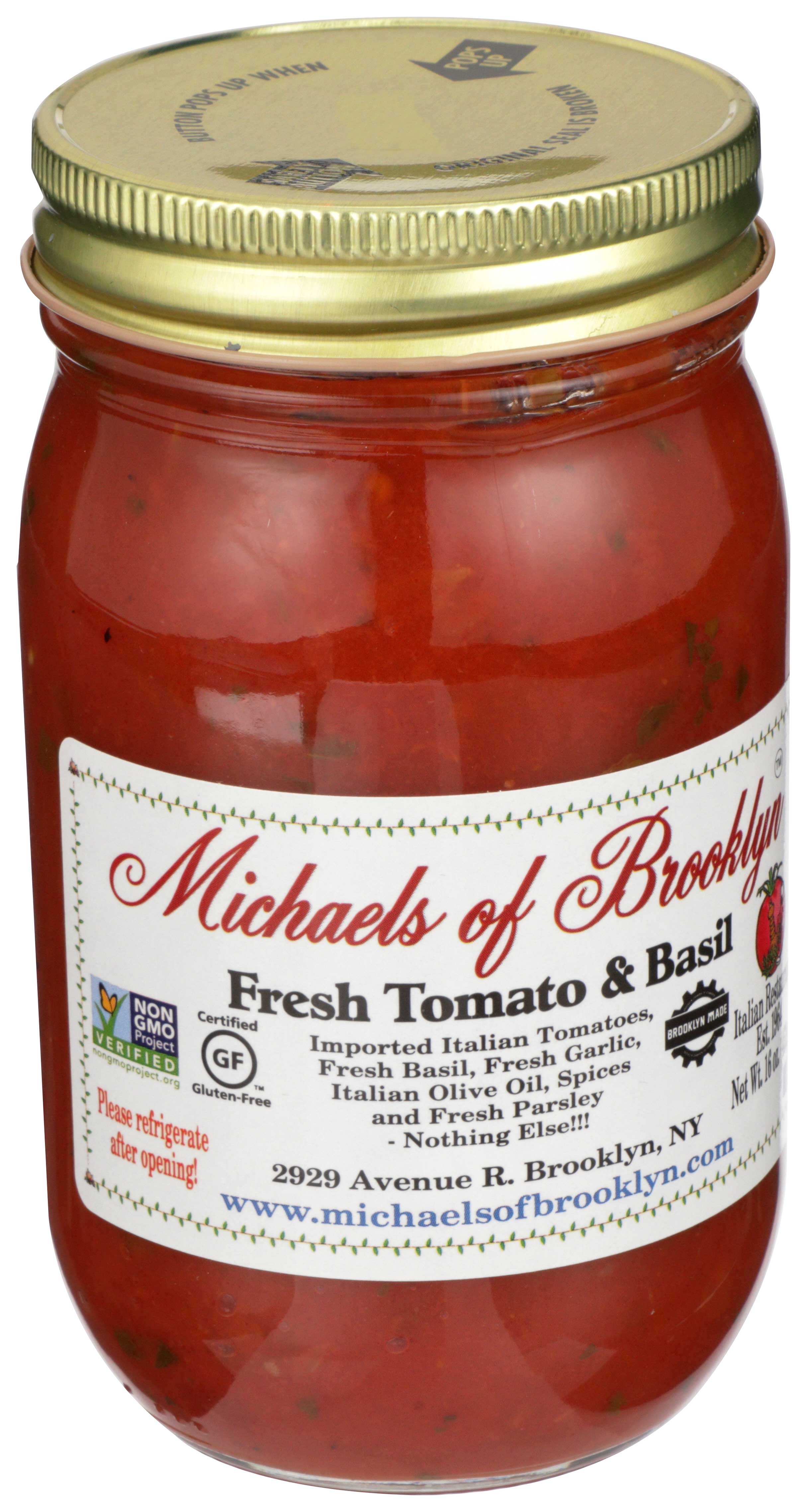 Michaels Of Brooklyn Tomato and Basil Pasta Sauce, 16 Ounce -- 6 per case