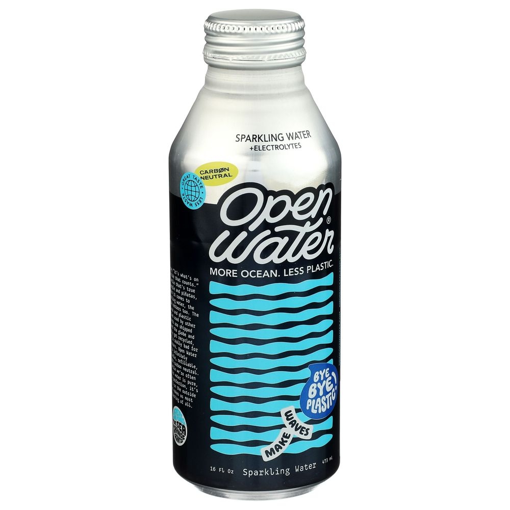 Open Water Purified Sparkling Water with Electrolytes, 16 Fluid Ounce -- 12 per case