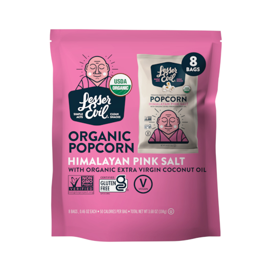Lesserevil Organic Himalayan Pink Popcorn - Multipack, 0.46 Ounce -- 12 per case