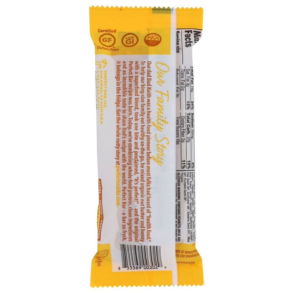 Perfect Bar Organic Peanut Butter Protein Bar, 2.5 Ounce -- 8 per case