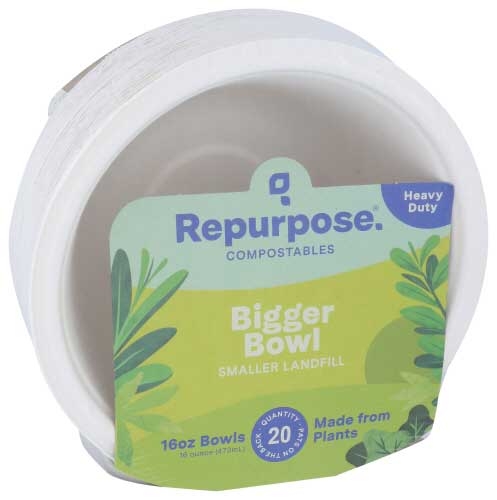 Repurpose Compostable Bowls, 16 Ounce, 20 Count -- 12 Per Case