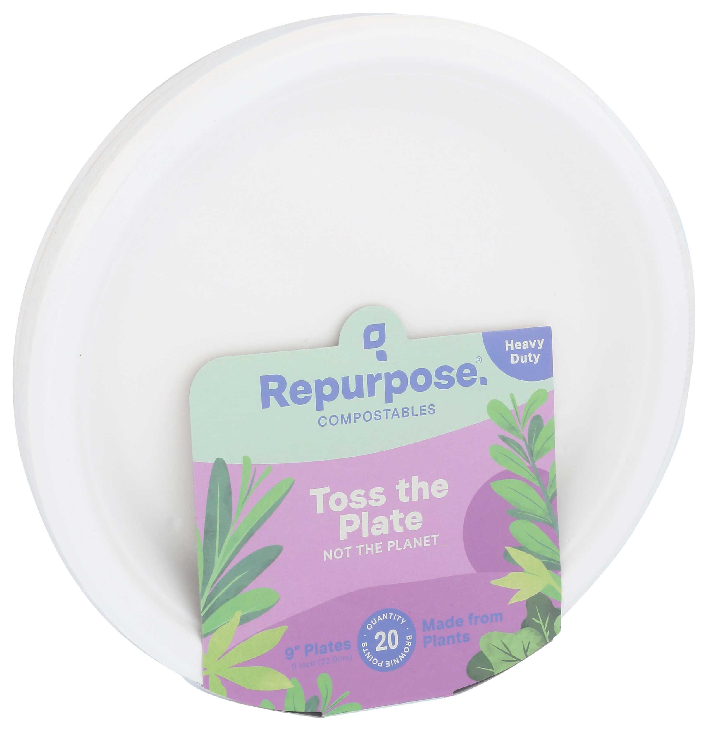 Repurpose Compostable Dinner Plates, 9 Inch, 20 Count -- 12 Per Case
