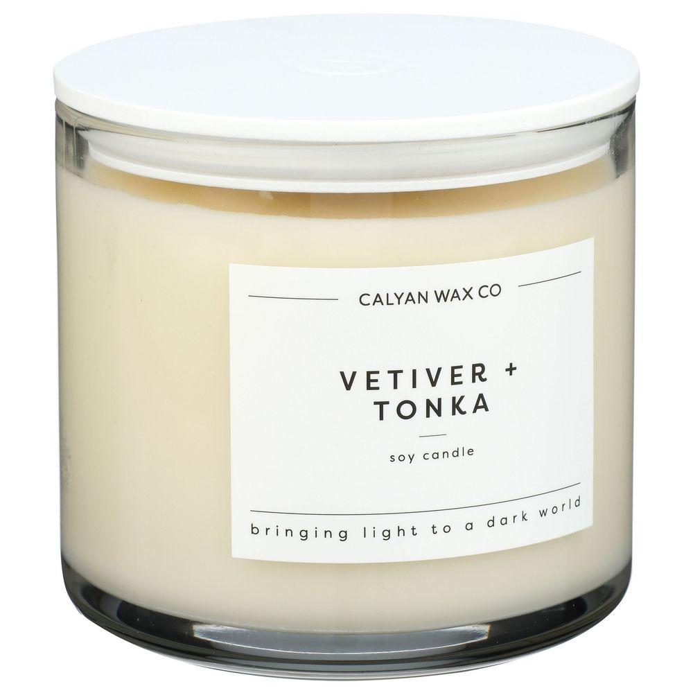 Calyan Wax Vetiver Plus Tonka 3-Wick Clear Glass Tumbler Soy Candle, 14.9 Ounce -- 4 per case