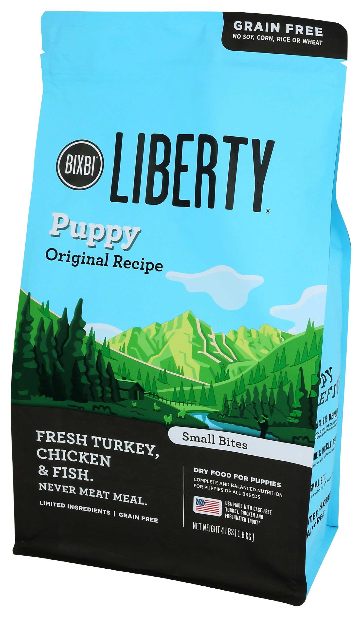 Bixbi Liberty Puppy Original Recipe Turkey Chicken and Fish Dry Dog Food, 4 Pound -- 6 per case