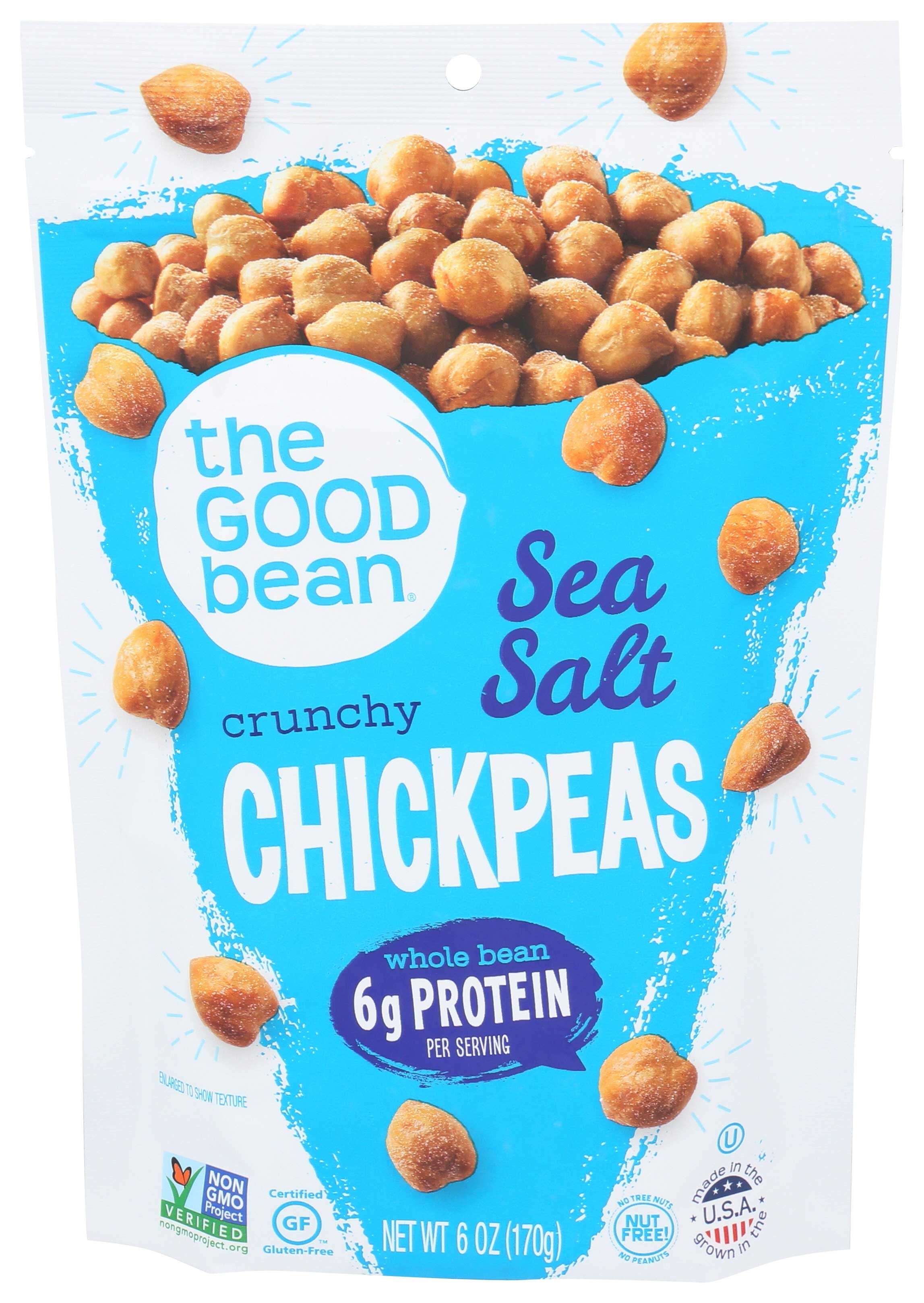 The Good Bean Sea Salt Chickpea Snack, 6 Ounce -- 6 per case.