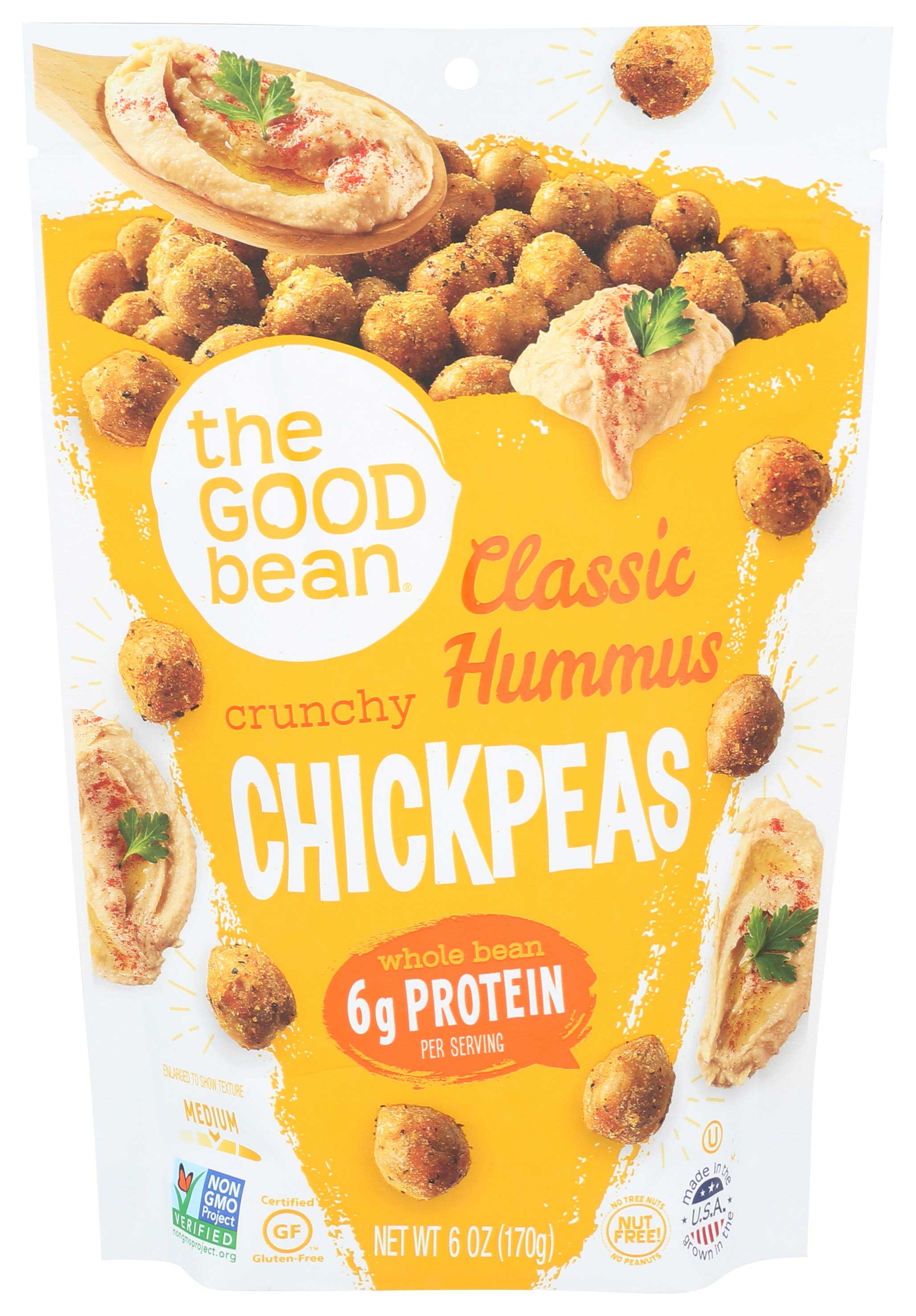 The Good Bean Classic Hummus Crunchy Chickpeas, 6 Ounce -- 6 per case