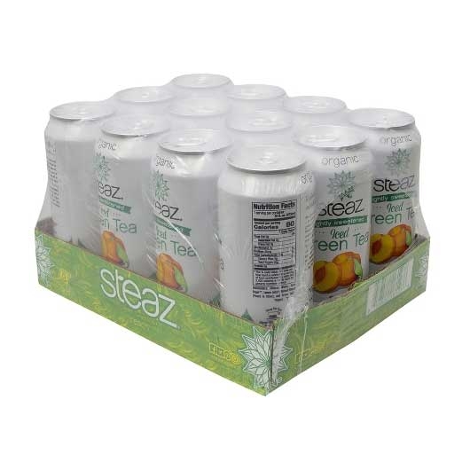 Steaz Organic Peach Iced Green Tea, 16 Ounce -- 12 per case.