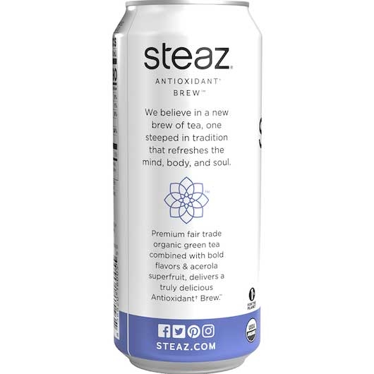 Steaz Organic Blueberry Pomegranate Acai Iced Green Tea, 16 Ounce -- 12 per case.