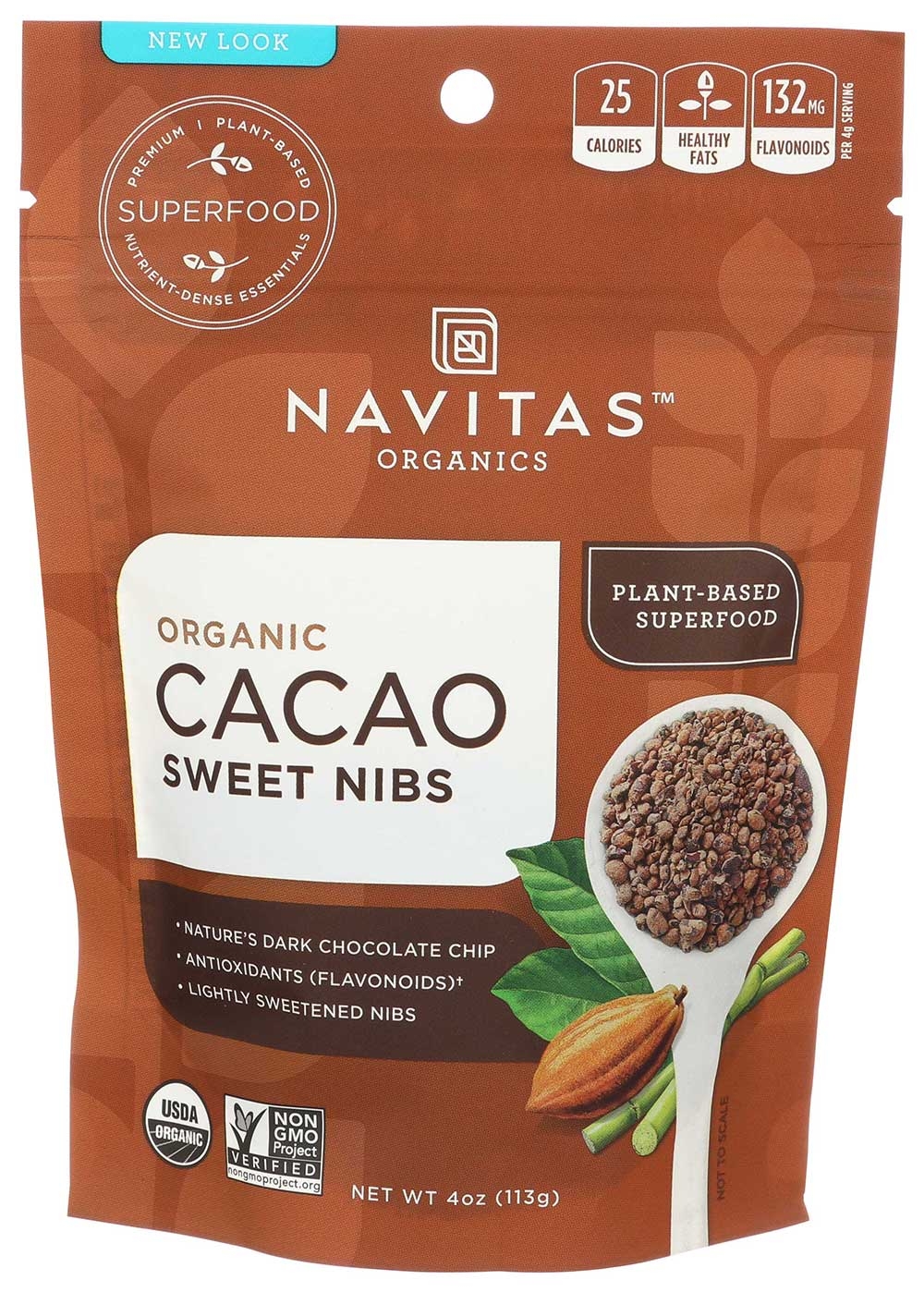 Navitas Naturals Organic Cacao Sweet Nibs, 4 Ounce