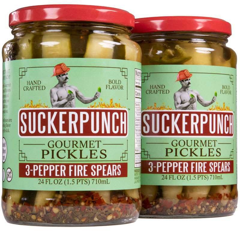 Sucker Punch 3-Pepper Fire Spears Pickle, 24 Ounce -- 6 per case