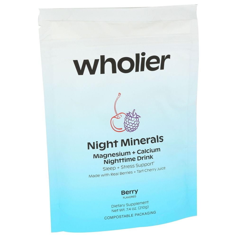 Wholier Berry Night Minerals Magnesium Plus Calcium Nighttime Drink, 7.4 Ounce