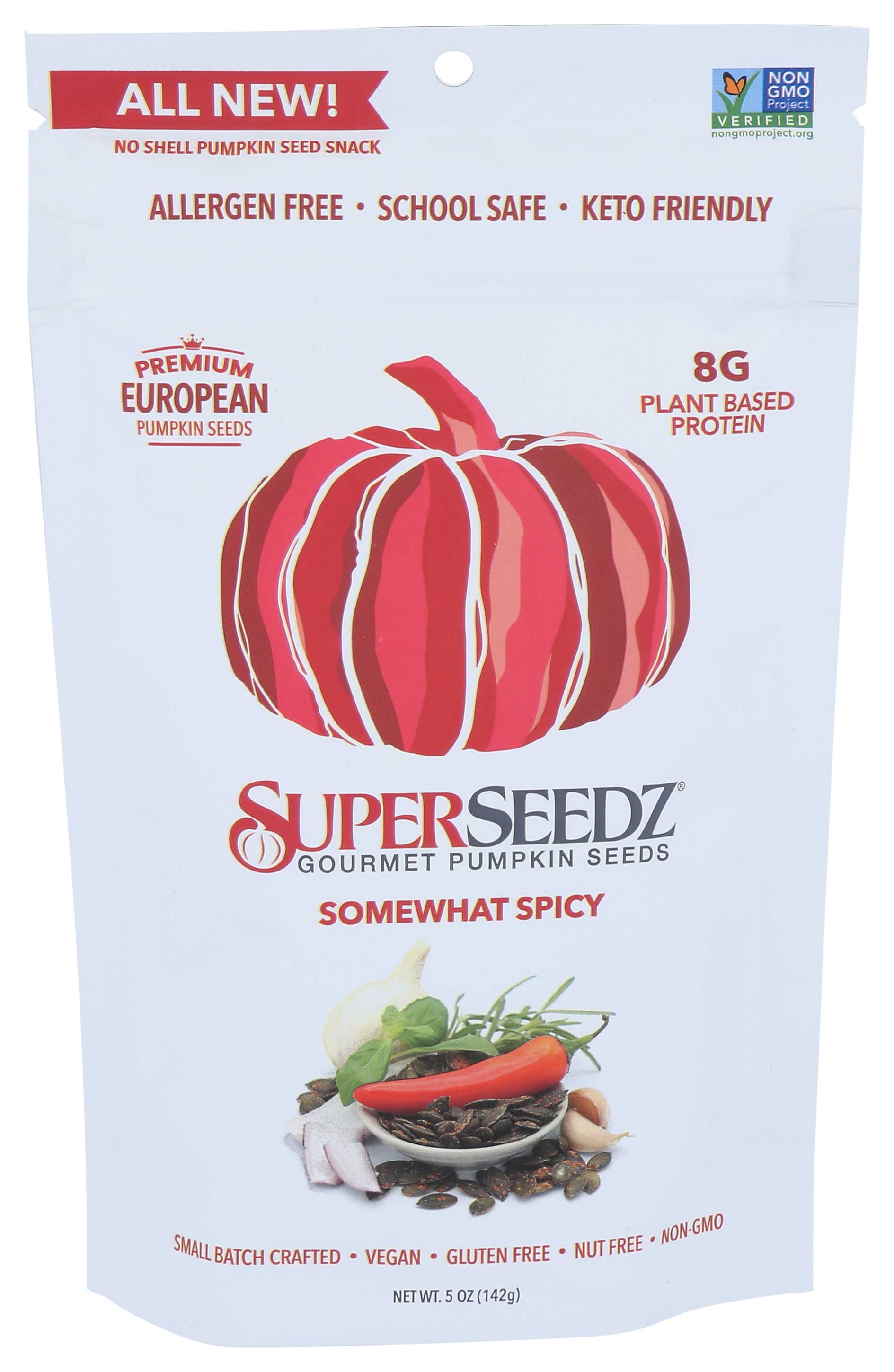 Superseedz Somewhat Spicy Pumpkin Seeds, 5 Ounce -- 6 per case.