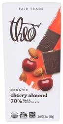 Theo Organic Cherry Almond Dark Chocolate Bar, 3 Ounce -- 12 per case
