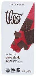 Theo Organic Classic Combination Dark Chocolate Bar, 3 Ounce -- 12 per case