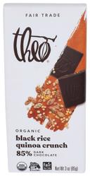 Theo Organic Black Rice Quinoa Crunch Dark Chocolate Bar, 3 Ounce -- 12 per case.