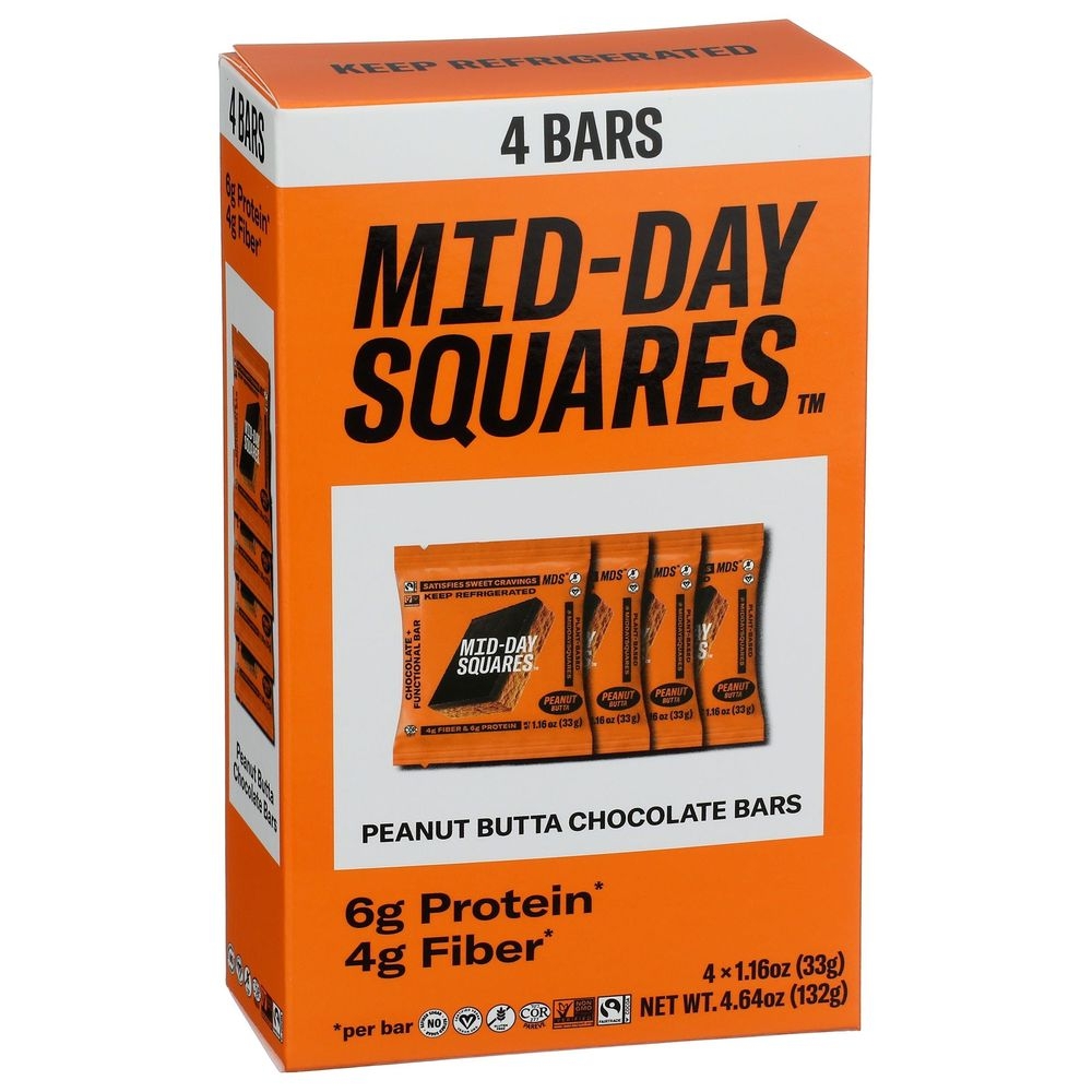 Mid-Day Squares Peanut Butter Chocolate Bar - Multipack, 4.66 Ounce -- 5 per case