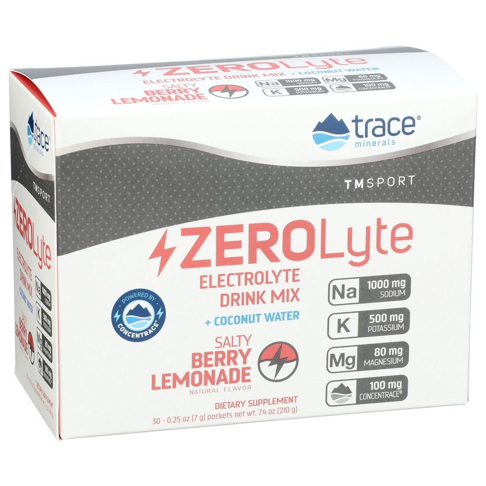 Trace Mineral ZeroLyte Salty Berry Lemonade Electrolyte Drink Mix, 30 count