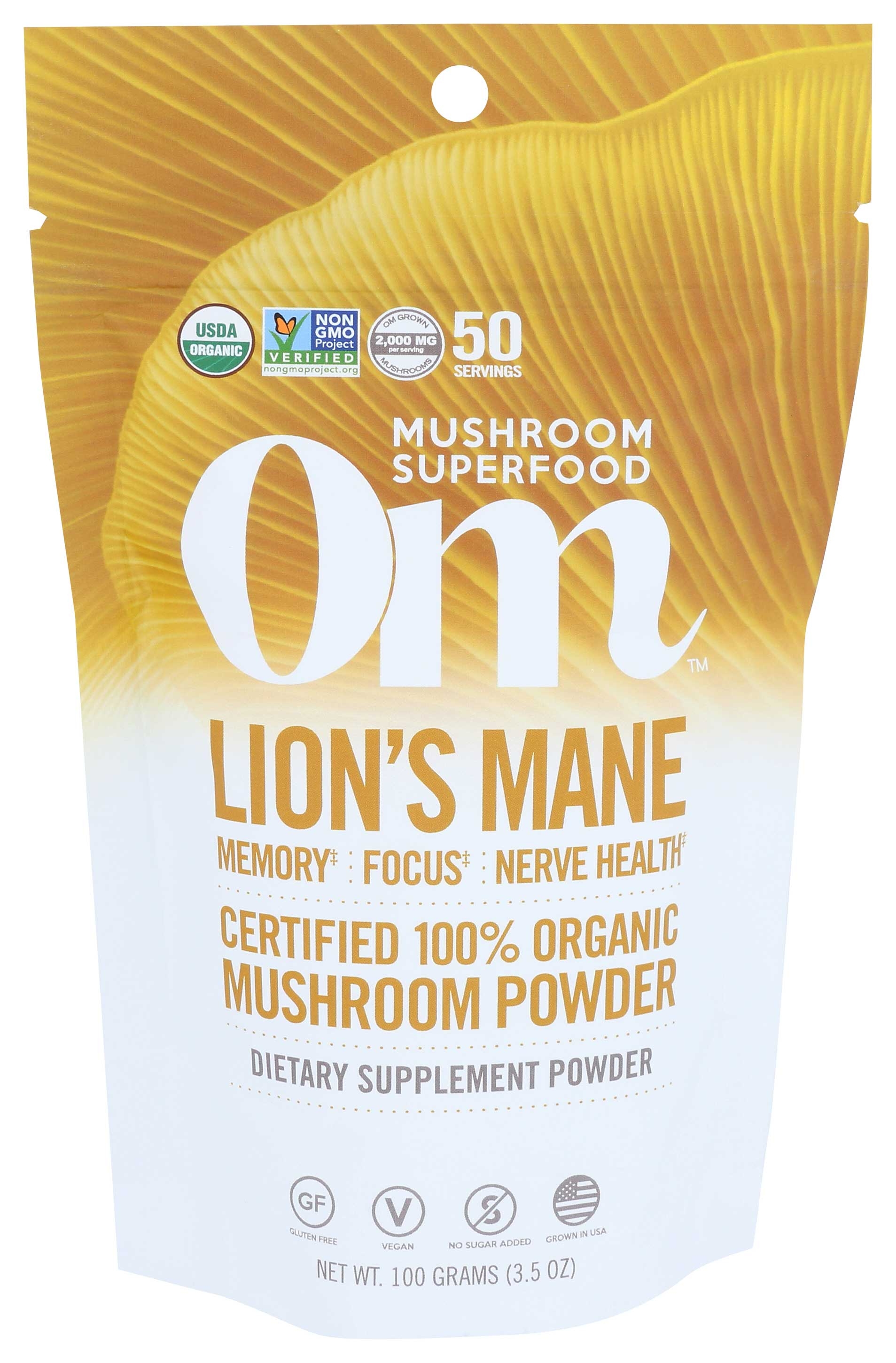 Om Organic Lions Mane Mushroom Powder, 3.5 Ounce