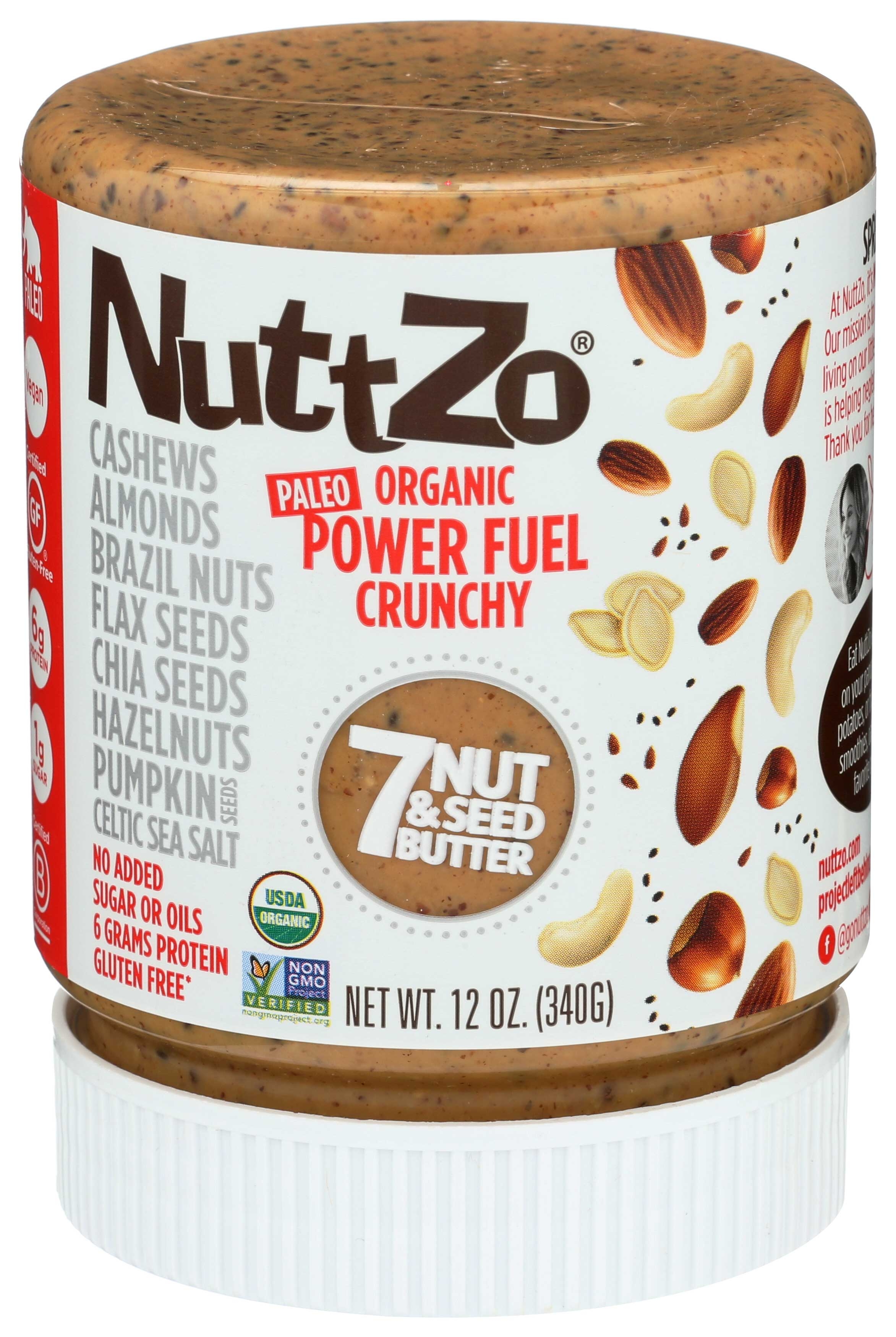 Nuttzo Organic Crunchy Power Fuel 7 Nut and Seed Butter, 12 Ounce -- 6 per case