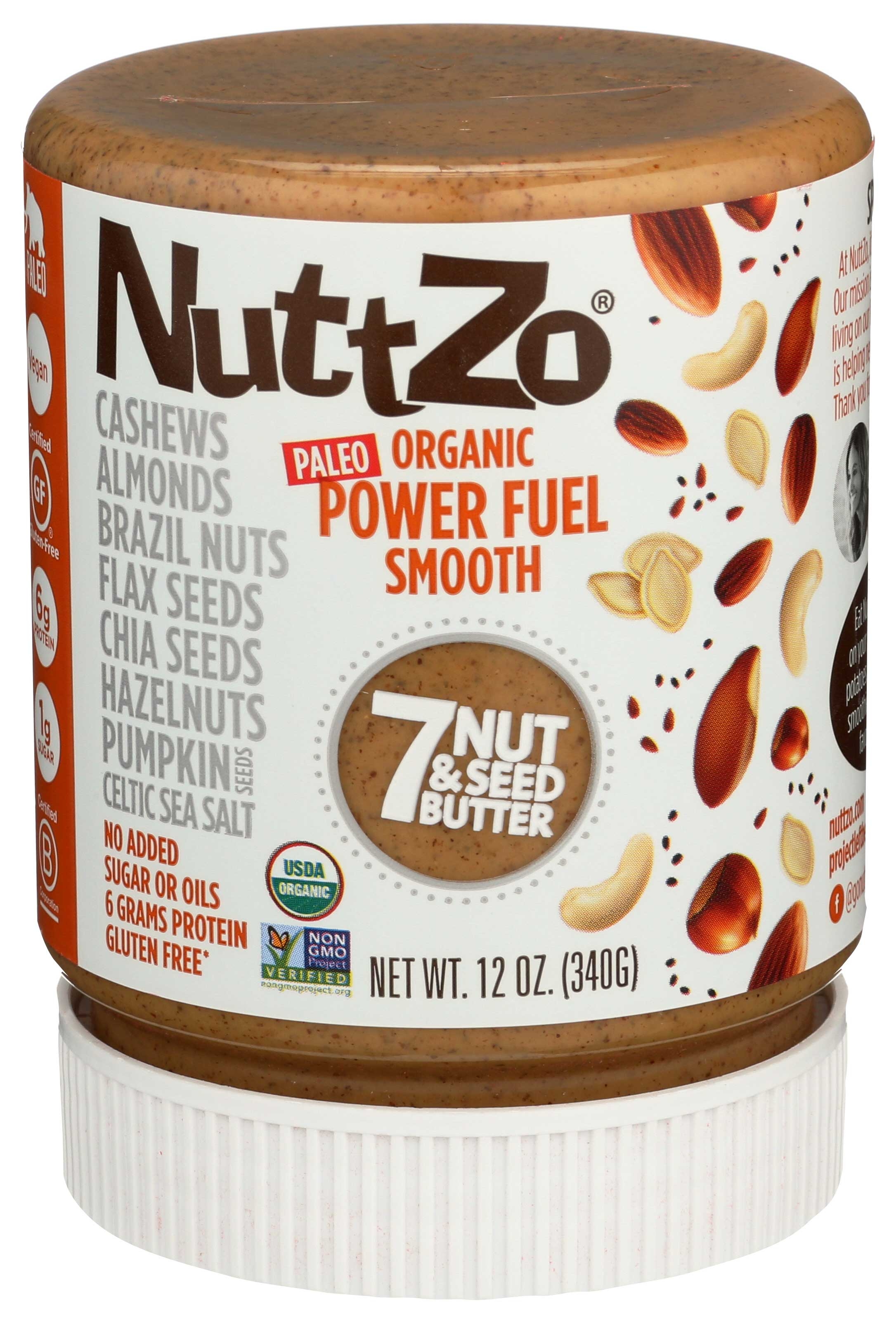 Nuttzo Organic Smooth Power Fuel 7 Nut and Seed Butter, 12 Ounce -- 6 per case