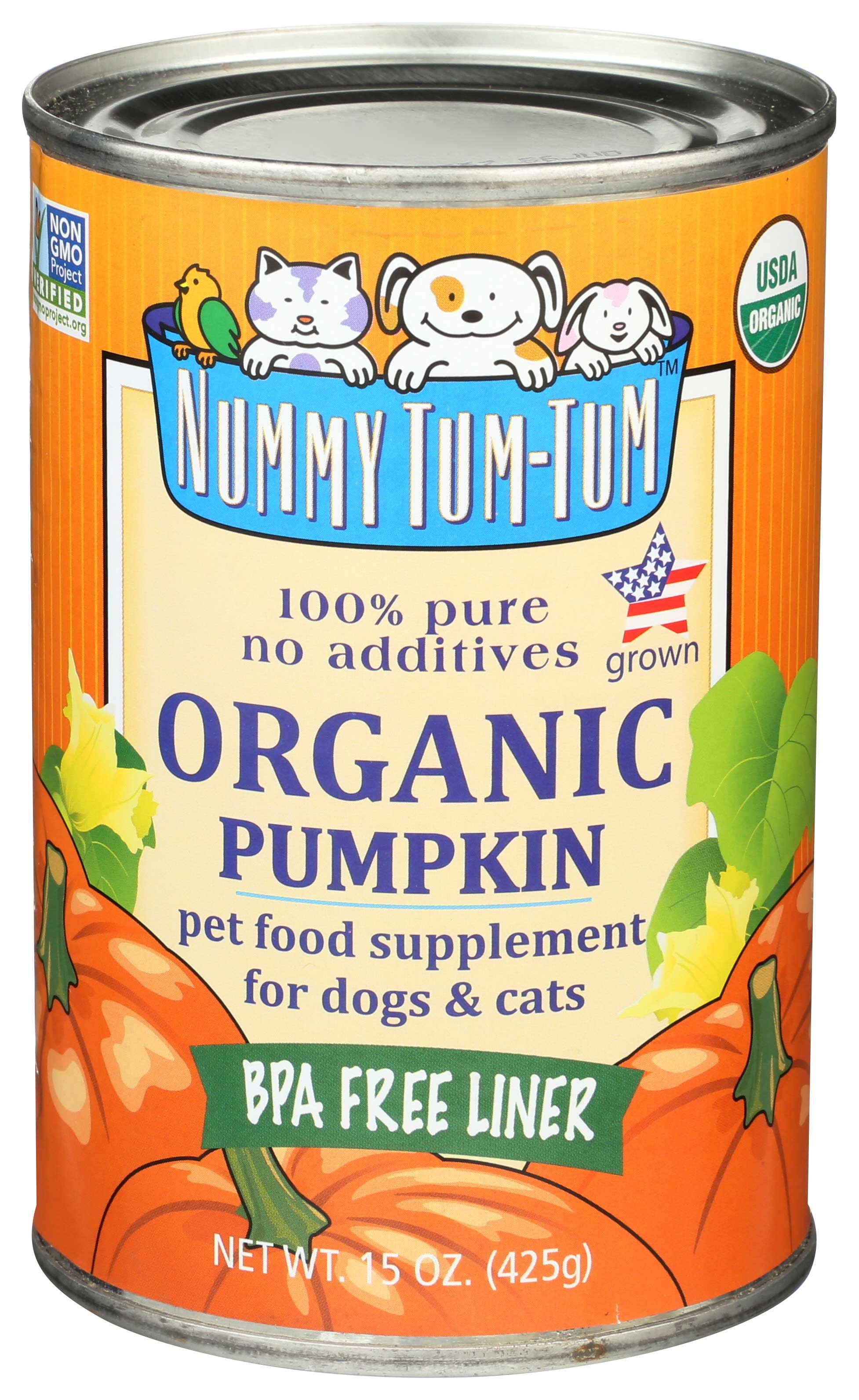 Nummy Tum Tum Organic 100 Percent Pure Pumpkin for Dog, 15 Ounce -- 12 per case