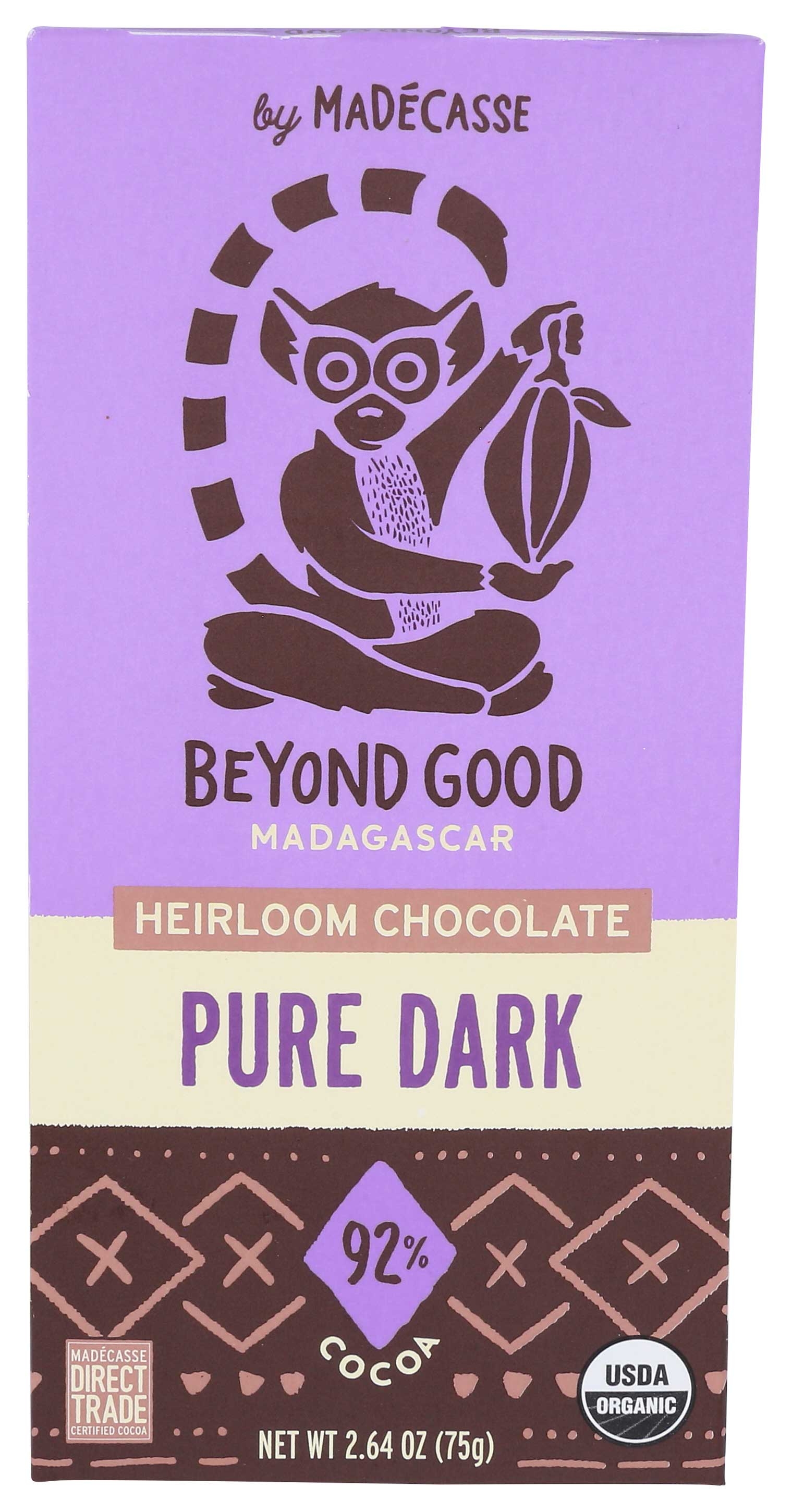 Madecasse Organic 92 Percent Cocoa Dark Chocolate Bar, 2.64 Ounce -- 12 per case.
