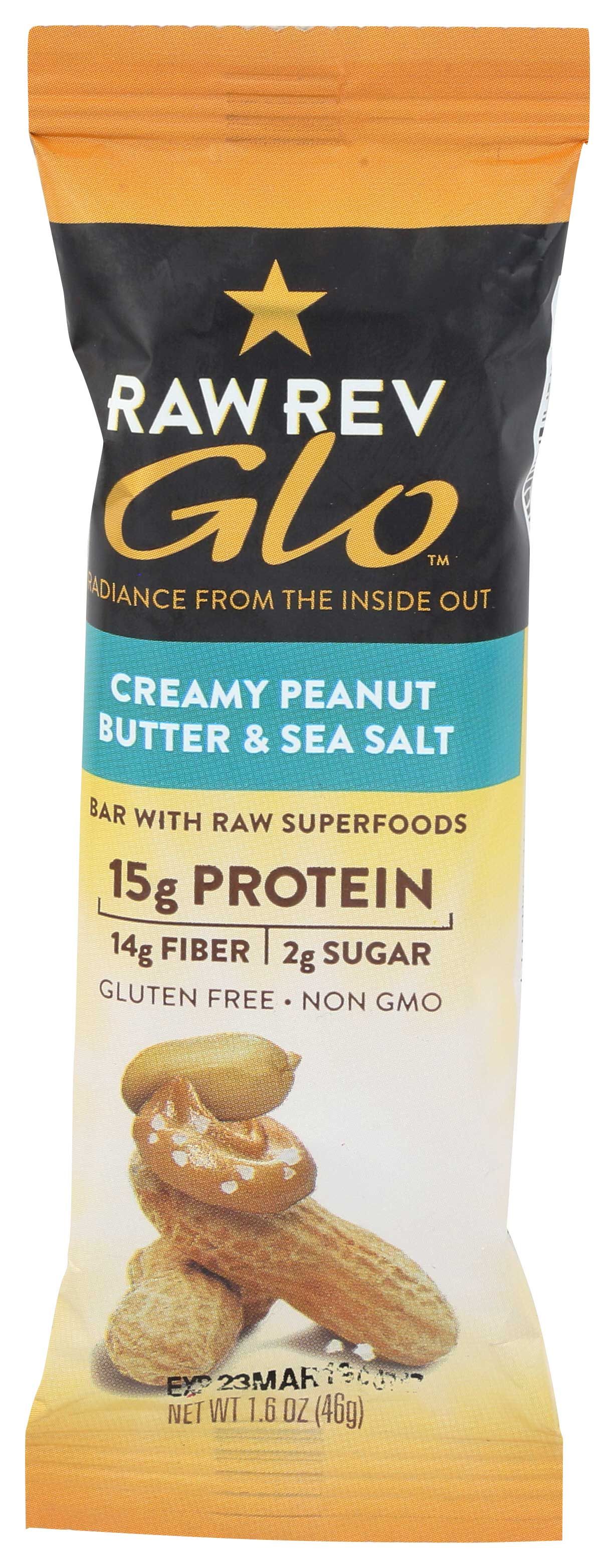 Raw Rev Glo Creamy Peanut Butter And Sea Salt Bar, 1.6 Ounce -- 12 Per Case