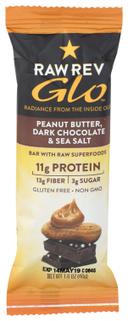 Raw Revolution Glo Peanut Butter Dark Chocolate and Sea Salt Bar, 1.6 Ounce -- 12 per case.