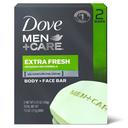 Dove Mens Extra Fresh Bar Soap, 3.75 Ounce - 2 per pack -- 24 packs per case.