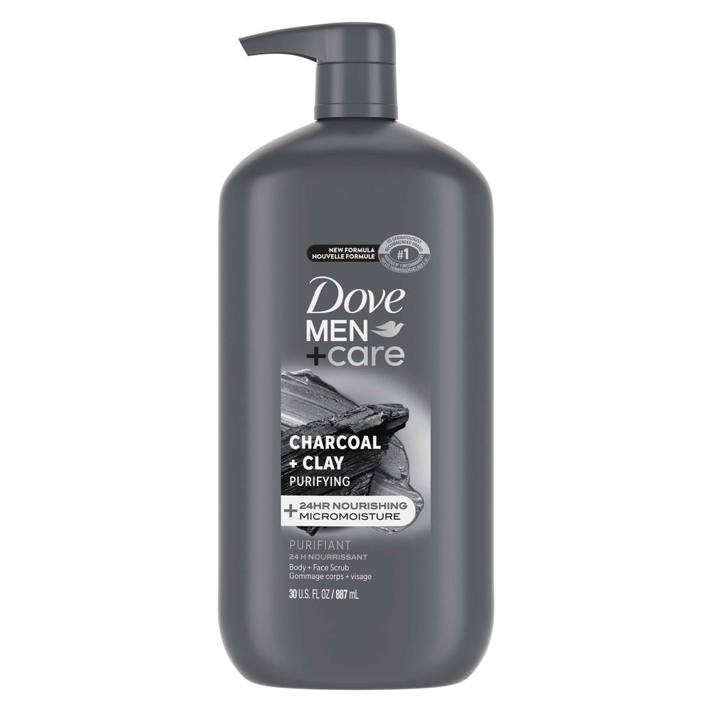 Dove Men Plus Care Purifying Charcoal Pus Clay Body and Face Wash, 30 Ounce -- 4 per case